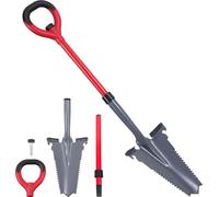 Izrielar 2 bêches avec scie à racines Pelle multifonctionnelle avec pointe coupante Poignée ergonomique pour les sols durs Rouge