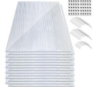 Izrielar 28x polycarbonate alvéolaire 4mm, 20,5m² plaque double paroi, 100x agrafes + 100x clips Z, résistant aux UV Pour serre horticole Abris de voiture