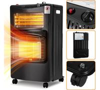 Izrielar Chauffage à gaz en céramique - Noir - 4200 Watt avec 3 niveaux de chauffage, régulateur de pression & tuyau - Mobile, efficace & économe en énergie - Chauffe-gaz Poêle à gaz Chauffage radiant
