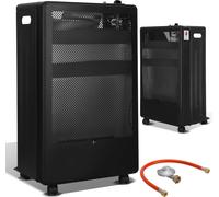 Izrielar Chauffage à gaz infrarouge 3800 Watt avec tuyau & détendeur, pour bouteilles de butane/propane jusqu'à 15kg, noir, 42x36x73 cm, pour l'intérieur