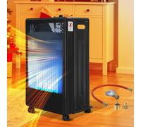 Izrielar Chauffage à gaz infrarouge 3800 Watt avec tuyau & détendeur, pour bouteilles de butane/propane jusqu'à 15kg, y compris adaptateur européen, 42x36x73 cm, pour l'intérieur