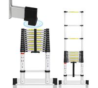 Izrielar Echelle télescopique professionnelle 3,8M Aluminium Capacité de charge 150kg Echelle polyvalente Pieds en caoutchouc antidérapants avec stabilisateur