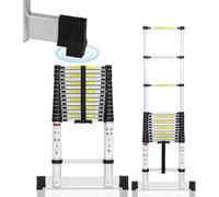 Izrielar Echelle télescopique professionnelle 4,4M Aluminium Capacité de charge 150kg Echelle polyvalente Pieds en caoutchouc antidérapants avec stabilisateur