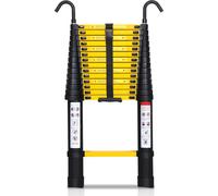 Izrielar Escabeau télescopique professionnel 4,4M noir Aluminium Capacité de charge 150kg Escabeau polyvalent pieds en caoutchouc antidérapants avec crochets amovibles