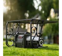Izrielar Garage pour tondeuse à gazon 80 x 56 x 43 cm Couverture pour robot tondeuse Panneau composite en aluminium noir Cadre en acier Protection contre les intempéries Protection UV Jardin