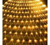 Izrielar Guirlande lumineuse Filet lumineux LED 2x2m 200LED Chaîne lumineuse Blanc chaud 8 modes Rideau lumineux avec prise Filet lumineux