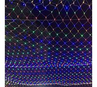 Izrielar Guirlande lumineuse Filet lumineux LED 2x2m 200LEDs Chaîne lumineuse Filet lumineux 8 modes Rideau lumineux avec fiche Lumières de Noël, Coloré