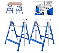 Izrielar Lot de 2 tréteaux d'échafaudage pliants - Hauteur réglable sur 7 niveaux - 81-130 cm