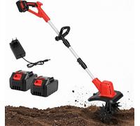 Izrielar Motoculteur sans fil Cultivateur électrique pour le jardinage Entretien des plates-bandes Aération du sol avec 2 batteries incluses