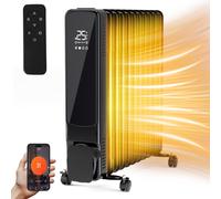 Izrielar Radiateur à huile 2500W 11 ailettes avec écran LCD Touchscreen WiFi App & Télécommande Radiateur à huile mobile 24h Timer Chauffage Thermostat & Protection contre la surchauffe Noir