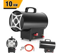 Izrielar Soufflerie de chauffage à gaz 10 kW, avec tuyau de raccordement, détendeur, turbo-ventilateur, pour bouteilles de gaz usuelles, générateur d'air chaud Canon à gaz Chauffeur de chantier Turbin