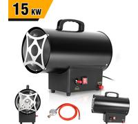 Izrielar Soufflerie de chauffage à gaz 15 kW, avec tuyau de raccordement, réducteur de pression, turbo-ventilateur, pour bouteilles de gaz usuelles, générateur d'air chaud Canon de chauffage à gaz Cha