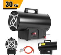 Izrielar Soufflerie de chauffage à gaz 30 kW, avec tuyau de raccordement, réducteur de pression, turbo-ventilateur, pour bouteilles de gaz usuelles, générateur d'air chaud Canon de chauffage à gaz Cha