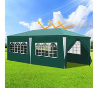 Izrielar Tente de réception Pavillon Kit complet avec toit, parois latérales, fermeture éclair & piquets de terre 3x6m Vert