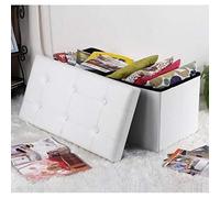 IZTOSS Banc avec Espace de Rangement,Coffre Pliable de Rangement pour Repose-Pieds,Salon,Chambre,Entrée (76 * 38 * 38CM-Blanc)