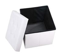 IZTOSS Banc avec Espace de Rangement,Coffre Pliable de Rangement pour Repose-Pieds,Salon,Chambre,Entrée (38 * 38 * 38CM-Blanc)