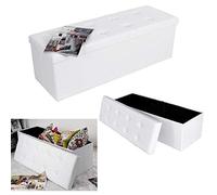 IZTOSS Banc avec Espace de Rangement,Coffre Pliable de Rangement pour Repose-Pieds,Salon,Chambre,Entrée (110 * 38 * 38CM-Blanc)