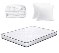 IZTOSS Pack Matelas 140x190 - Mémoire de Forme Luxe + Couette + 2Oreillers | Matelas 140x190 en mousse ultra douce, épaisseur 16 cm, couette 220x240, 2 oreillers 60x60, compressés en un seul colis