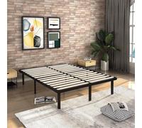 IZTOSS Sommier 160x200, Sommier en Bois à Lattes, Structure Métal Renforcée, 9 Pieds Antidérapants Silencieux(160x200-9 Pieds)