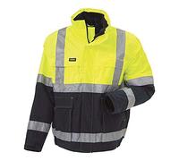 J.A.K. 3147112 Series 11131 Veste, 100% Polyester avec Revêtement PU Haute Performance, EN 343, EN 20471, Classe 2, Jaune/Marine, Taille M