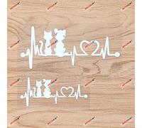 J’aime mes chiens chats animaux empreinte de patte battement de cœur cardiogramme autocollant vinyle - lot de 2 blanc, 10,2 cm, 15,2 cm - pour voiture bateau ordinateur portable