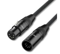 J&D Câble DMX XLR 5 Broches Mâle vers Femelle, Câble DMX512 pour Éclairage de Scène avec Gaine Tressée Résistante, Bleu, 6 m