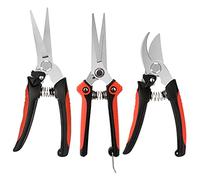J&D Sécateur Jardin Set, Professional Sécateur Main Bypass Cisailles d'élagage Ciseaux à Fleurs Cisailles à Haie pour Travaux de Jardin et Pelouse, Verrou à Ressort en Acier Inoxydable - 3 Pièces