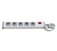 J ¿Ger 801.229 Barre multiprise 5 prises Gris L.5 m Câble H05VV-F 3 x 1 mm2 professionnel avec interrupteur
