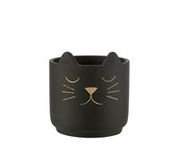 Generique – Cache-pot céramique Chat – 20 cm – Noir et or