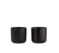 J-Line cache-pot Gen - céramique - noir - large - 2 pièces - Ø 18.5 cm