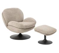 J-line Chaise Longue avec Repose-Pied matelassé - métal - Beige