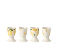 J-Line Coquetier Citron - céramique - blanc/jaune - set de 4