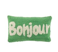 J-Line coussin Bonjour Tufté - coton - vert/blanc