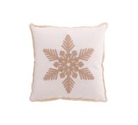 J-Line coussin Flocon De Neige - coton - blanc/beige