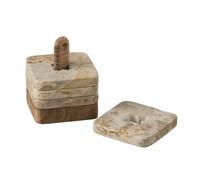 J-Line dessous de verre - marbre/bois - beige - 4 pièces