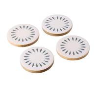J-Line Dessous de verre Rond - bois - bleu foncé/blanc - set de 4