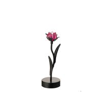 J-Line Lampe de Table Fleur - métal - noir/rose - small - lumières LED