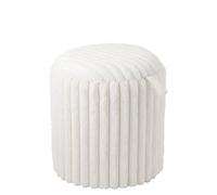 J-line Pouf avec Couvercle côtelé - MDF - Blanc
