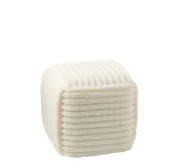 J-Line Pouf côtelé - MDF - Blanc
