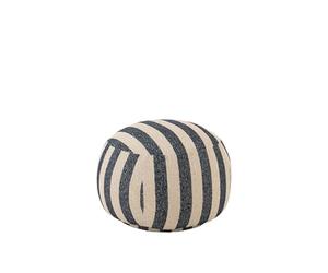 J-Line Pouf Ligné - Textile - Bleu/Blanc cassé