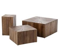 J-Line Set de 3 Tables Basses Ray Cube - Bois recyclé - Marron foncé