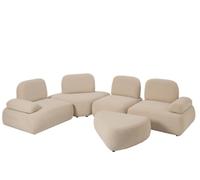 J-Line Set de 5 canapés modulables Olivia - contreplaqué/Tissu - écru
