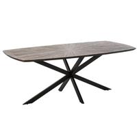 J-Line Table à Manger Ray - Bois recyclé - Marron foncé/Noir