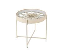 J-Line Table Basse Horloge - Fer - Blanc/doré