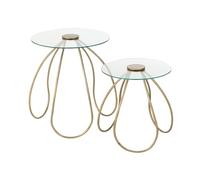 J-Line Table Rond - métal/Verre - Or - Set de 2