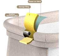 J&R Babybed - Lit bébé électrique - Berceau - Lit - Lit - Bluetooth - Mobile - Portable - Moustiquaire - Marron/Kaki