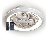 J.SUNUN 49CM Ventilateur de Plafond avec Lumière Silencieux, Plafonnier Ventilateur LED Dimmable, Rotation 360° Silencieux Réversible 6 Vitesses, App, pour Chambre Salon Cuisine, Blanc(C)