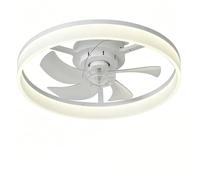 J.SUNUN Ventilateur de Plafond avec Lumière LED Dimmable, Plafonnier Ventilateur Silencieux, Moteur DC Réversible 6 Vitesses, Lustre Moderne pour Chambre et Salon Salle à manger Cuisine(White,50CM)