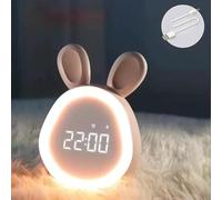 JABALUX Réveil pour Enfants, veilleuse pour bébé, Lampe Lapin, réveil à Piles, Lampe de Chevet, veilleuse de Chevet, réveil Intelligent à LED pour bébés, Filles, Nouveau-nés, décoration de Chambre