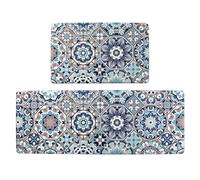 Jabogrii Lot de 2 Tapis de Cuisine Anti-Fatigue rembourrés en PVC imperméable et antidérapant pour évier et buanderie, 43,2 x 121,9 cm + 43,2 x 71,1 cm